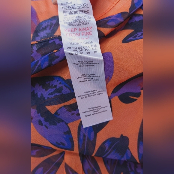 Pretty Little Thing Plus Orange Print Beach Flares Size 22 NWT Beach Tropical - Picture 7 of 11